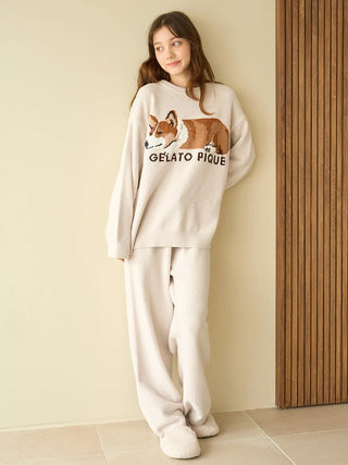 Air Moco SLEEPING DOG Jacquard Pullover Sweater & Lounge Pants SET