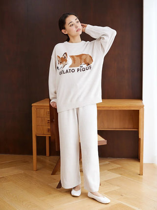 Air Moco SLEEPING DOG Jacquard Pullover Sweater & Lounge Pants SET