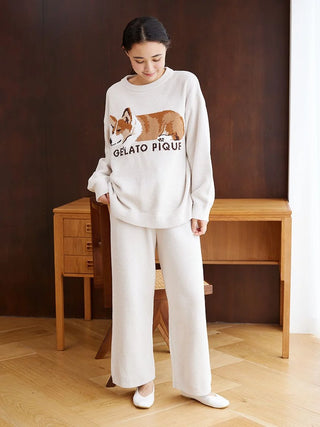 Air Moco SLEEPING DOG Jacquard Pullover Sweater & Lounge Pants SET