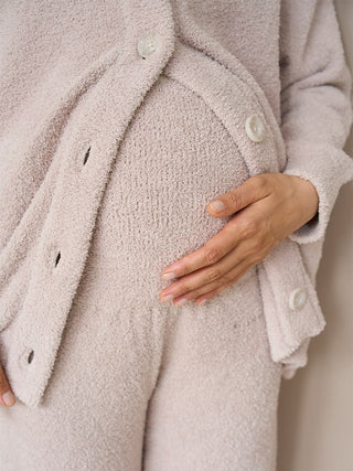 Baby Moco Maternity Button-Up Oversized Cardigan in BEIGE, Comfy and Luxury Women's Loungewear Cardigan at Gelato Pique USA.