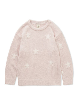 Alt Tag: Gelato Pique USA star-patterned cozy off-white pullover, premium loungewear and sleepwear perfect for home lounging.