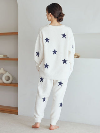 Cozy off-white star-pattern pullover for premium loungewear and sleepwear from Gelato Pique USA, ideal for home lounging in style.