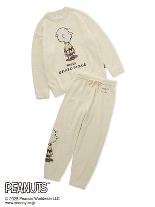 Peanuts Baby Moco Jacquard Pullover & Pants Set featuring Charlie Brown in cream color, relaxed fit, with tapered hems.