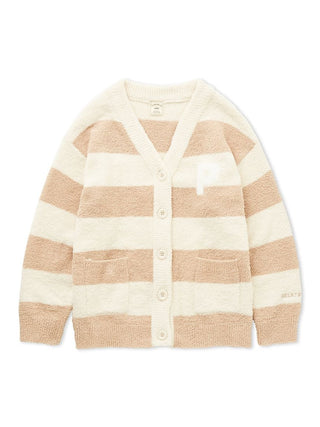 Powder Two Border Button Up Cardigan with two-tone stripes and button closure, offering soft and cozy loungewear elegance.