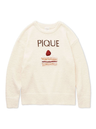 Cake Jacquard Pullover Sweater by Gelato Pique, featuring a cake motif and 'PIQUE' lettering in soft, cozy knit fabric.