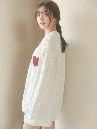 [Valentine] Heart Aran Cozy Cardigan