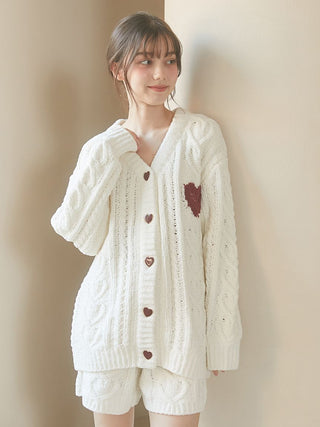 [Valentine] Heart Aran Cozy Cardigan