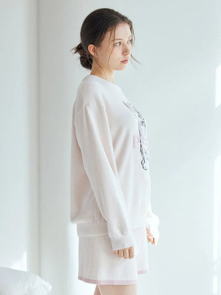 Pale pink White Tiger Pullover & Shorts Loungewear Set by Gelato Pique USA, featuring soft knit and PIQUE logo. Premium loungewear and sleepwear.