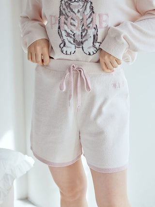 Gelato Pique USA pale pink White Tiger Pullover & Shorts Loungewear Set, premium loungewear and sleepwear collection