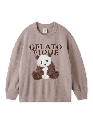 Panda Jacquard Pullover Sweater with Gelato Pique logo in soft fluffy knit, featuring a cute panda design for warmth and style.