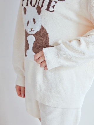 Off-white Panda Jacquard Pullover Sweater from Gelato Pique USA, featuring a soft panda design. Premium loungewear and sleepwear.