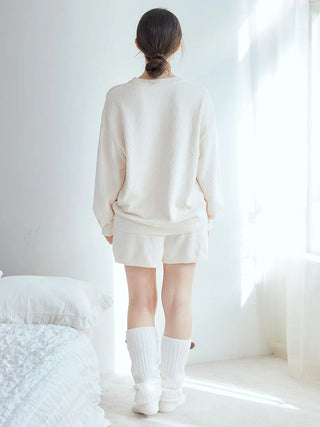 Cozy off-white Panda Jacquard Pullover Sweater by Gelato Pique USA, perfect premium loungewear and sleepwear for panda and cute things lovers.