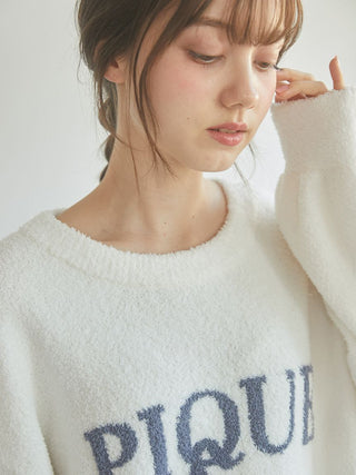 Cozy off-white Baby Moco Cherry Jacquard Pullover Sweater by Gelato Pique USA, premium loungewear for a stylish look.