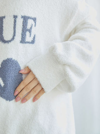 Close-up of off-white Baby Moco Cherry Jacquard Pullover by Gelato Pique USA, featuring soft, cozy texture, perfect for premium loungewear.