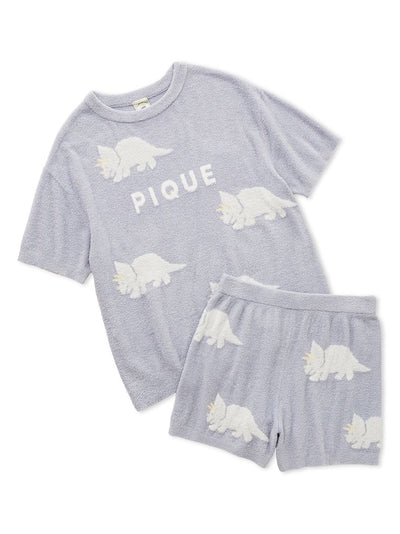 Smoothie Dinosaur Pullover & Shorts Loungewear Set gelato pique