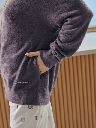 Alt Tag: Gelato Pique USA Smoothie Lite Hoodie Jacket, Premium Loungewear and Sleepwear, showing textured design with logo embroidery.