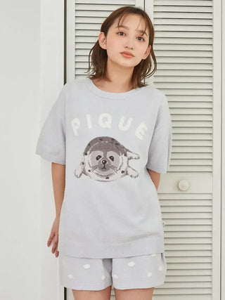 Women's Seal Jacquard Lounge Pullover & Shorts Set