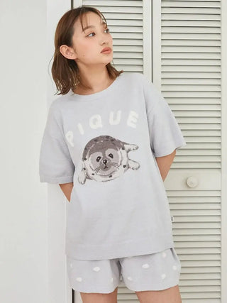 Women's Seal Jacquard Lounge Pullover & Shorts Set