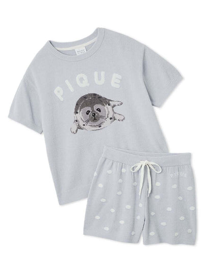 Women's Seal Jacquard Lounge Pullover & Shorts Set gelato pique