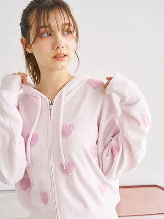Heart Jacquard Cropped Hoodie