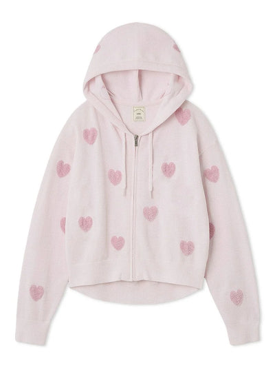 Heart Jacquard Cropped Hoodie gelato pique