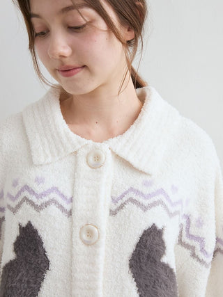 [HALLOWEEN] CAT Jacquard Collar Cardigan