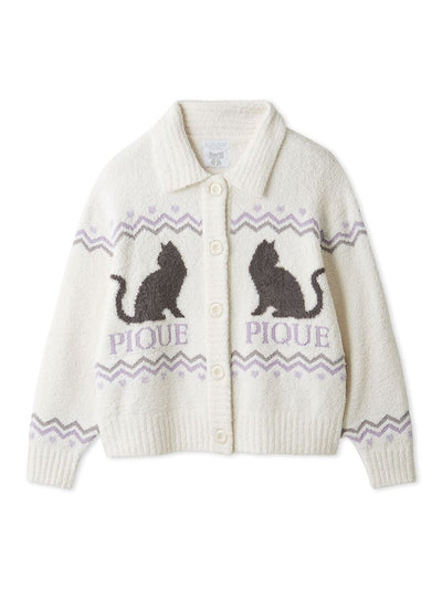 Black Cat Jacquard Collar Cardigan gelato pique