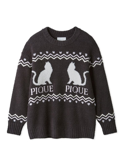 [HALLOWEEN] CAT Jacquard Pullover gelato pique