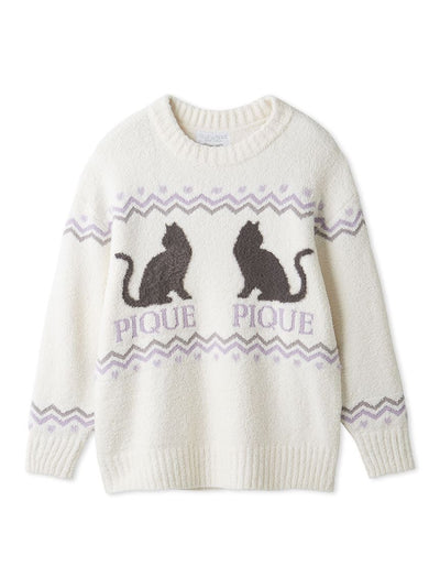 [HALLOWEEN] CAT Jacquard Pullover gelato pique