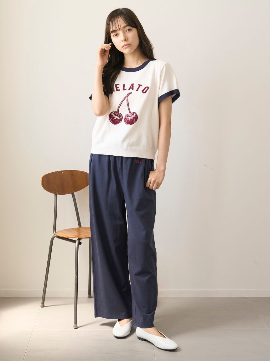 Airy Moco Variety Motif Jacquard Pullover