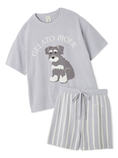Schnauzer Airy Moco Jacquard Pullover & Shorts Set gelato pique