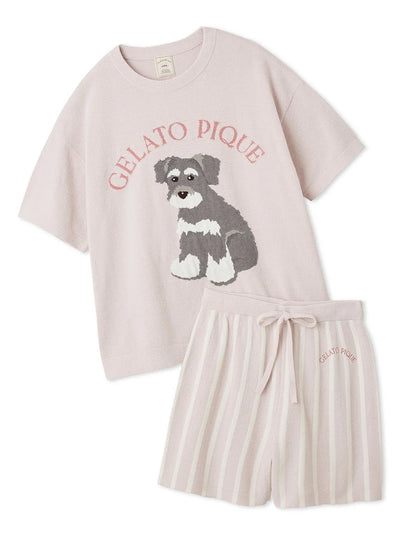 Schnauzer Airy Moco Jacquard Pullover & Shorts Set gelato pique
