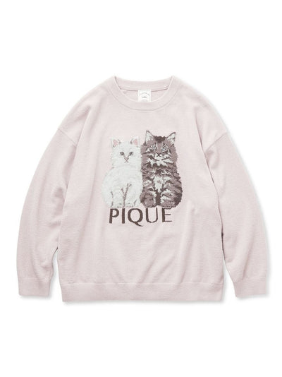 Airy Moco Twin Cats Jacquard Pullover gelato pique
