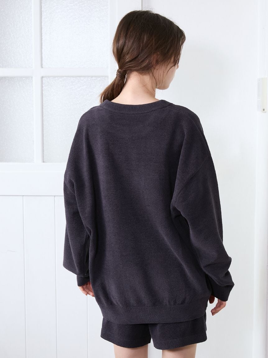 Airy Moco Twin Cats Jacquard Pullover