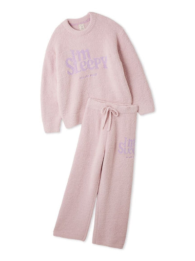 Powder Sleepy Logo Jacquard Pullover & Pants Set gelato pique
