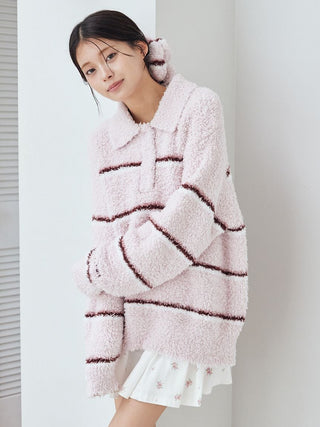 Gelato Narrow Border Pullover With Polo Collar