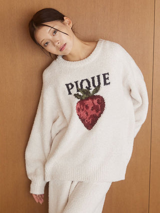 Melange Strawberry Jacquard Pullover