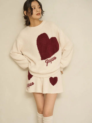 Heart Jacquard Pullover & Shorts Set