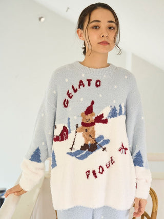 [HOLIDAY] Skiing Bear Jacquard Pullover