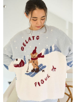 [HOLIDAY] Skiing Bear Jacquard Pullover