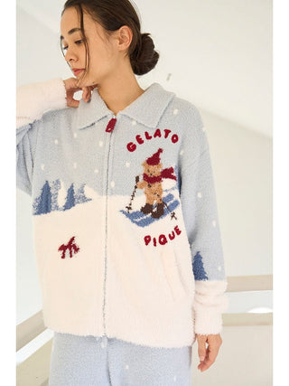 [HOLIDAY] Skiing Bear Jaquard Cardigan