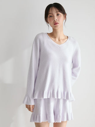 Smoothie Flowery Ribbed Frill Pullover
