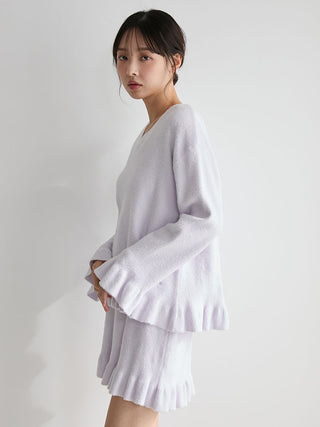 Smoothie Flowery Ribbed Frill Pullover