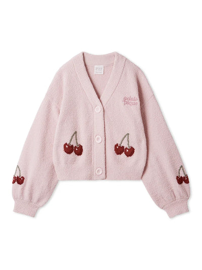 Baby Moco Cherry Jacquard Cardigan gelato pique
