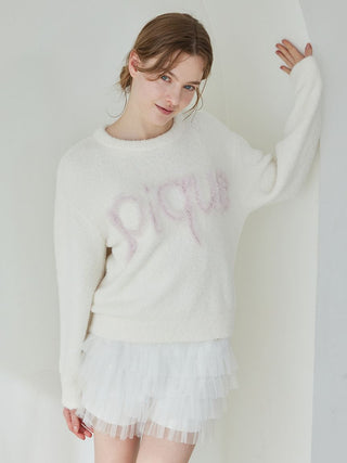 [Valentine] Frill Logo Feather Pullover