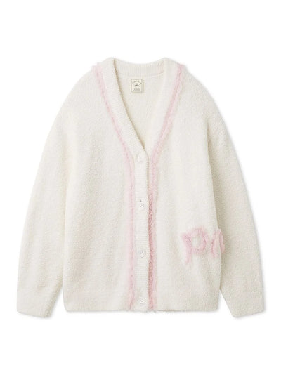 [Valentine] Frill Logo Feather Cardigan gelato pique