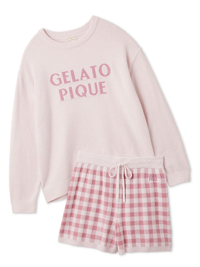 Logo Pullover & Gingham Shorts Set gelato pique