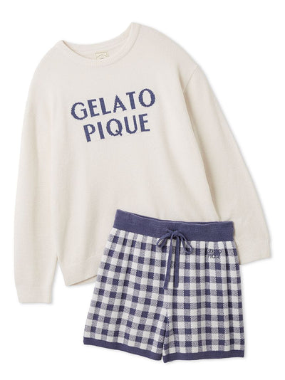 Logo Pullover & Gingham Shorts Set gelato pique