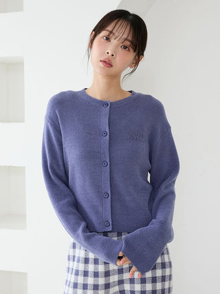 Ribbed Cardigan & Gingham Long Pants Set