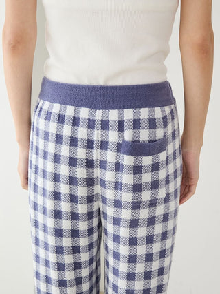 Ribbed Cardigan & Gingham Long Pants Set